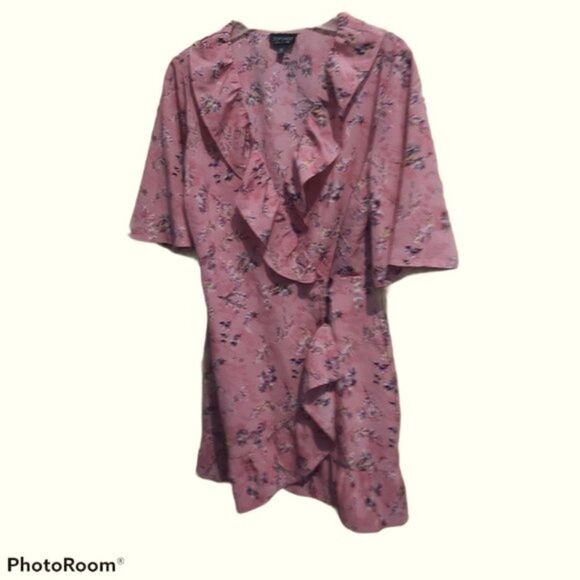 Topshop off duty pink floral ruffle dress 6 - Picture 2 of 7